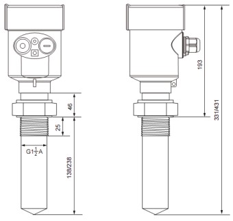 液氨罐雷達液位計RD704外形尺寸圖