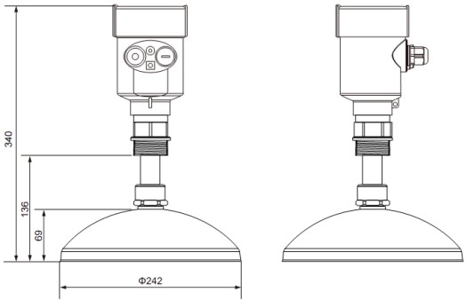 液氨罐雷達液位計RD707外形尺寸圖